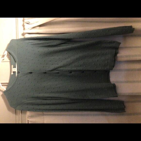 Coldwater Creek Sweaters - Coldwater Creek Green Swiss Dot Lightweight  Cardigan Size M